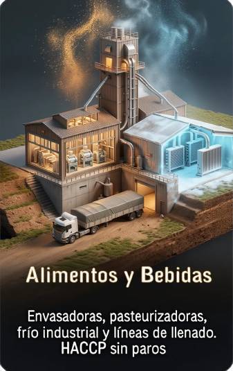 Alimentos y Bebidas · Envasadoras, pasteurizadoras, frío industrial