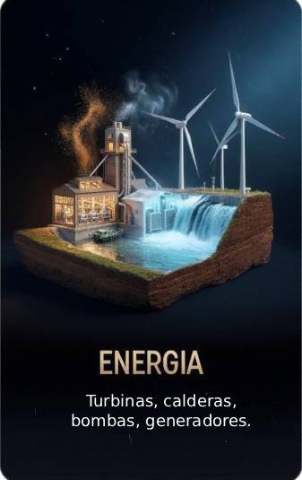 Energía · Turbinas, Calderas, Bombas, Generadores